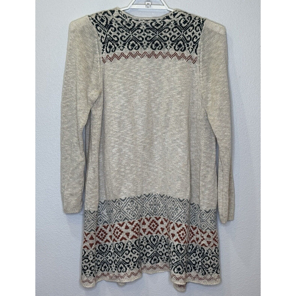 One World Sweater Cardigan Womens XL Multicolor Aztec Tribal Print Open Front - Picture 5 of 8
